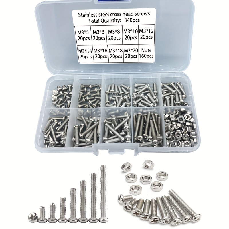 340pcs M3 Stainless Steel Phil - Nuts Mix review and price