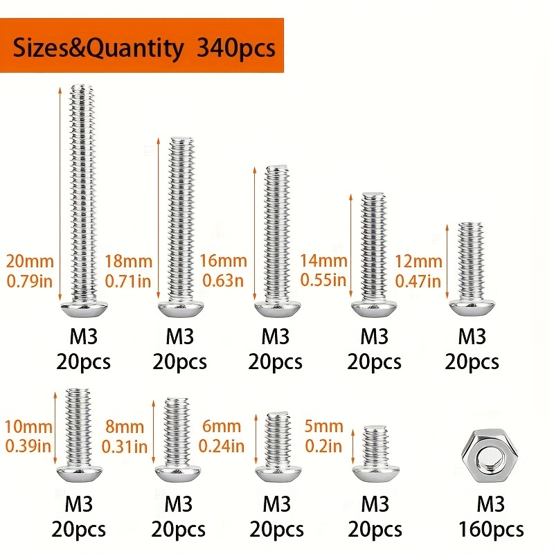 340pcs M3 Stainless Steel Phil - Nuts Mix review and price