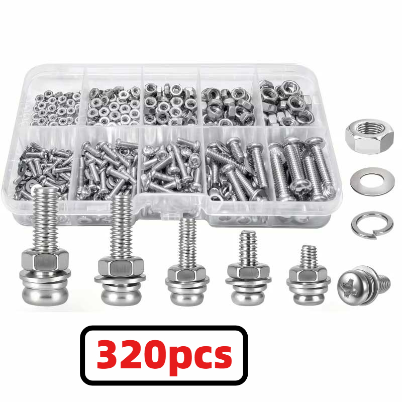 320pcs Premium 304 Stainless S - Nuts Mix review and price